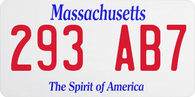 MA license plate 293AB7