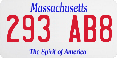 MA license plate 293AB8
