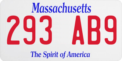 MA license plate 293AB9