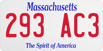 MA license plate 293AC3