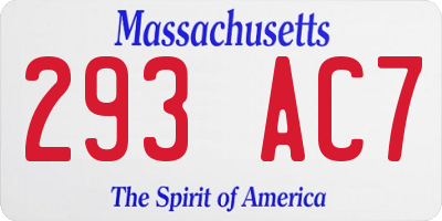 MA license plate 293AC7