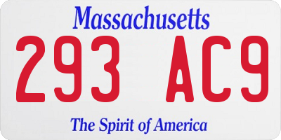 MA license plate 293AC9