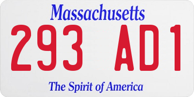 MA license plate 293AD1