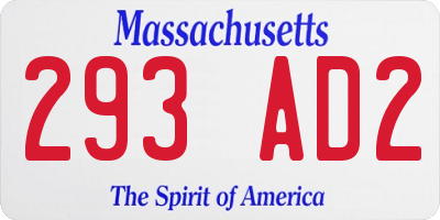 MA license plate 293AD2
