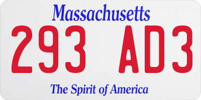 MA license plate 293AD3