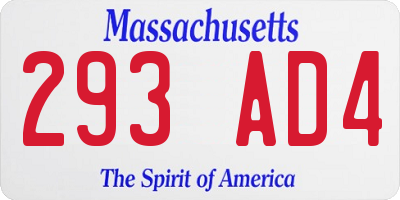 MA license plate 293AD4