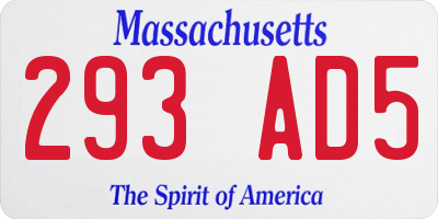 MA license plate 293AD5