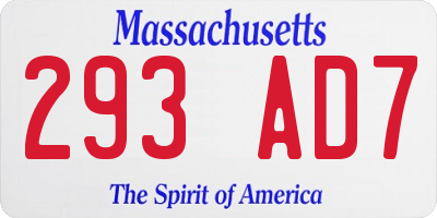 MA license plate 293AD7