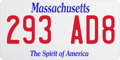 MA license plate 293AD8