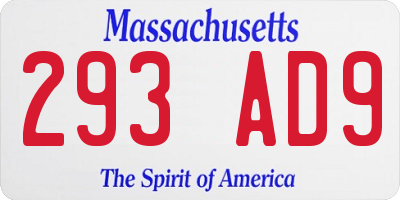 MA license plate 293AD9