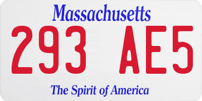 MA license plate 293AE5
