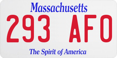 MA license plate 293AF0