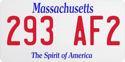 MA license plate 293AF2