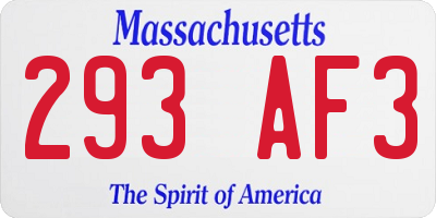 MA license plate 293AF3