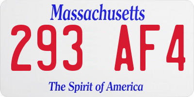 MA license plate 293AF4