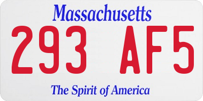 MA license plate 293AF5