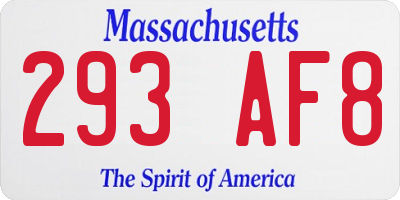 MA license plate 293AF8