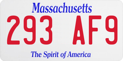 MA license plate 293AF9