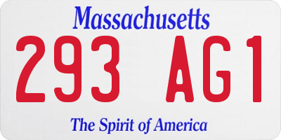 MA license plate 293AG1