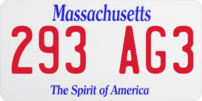 MA license plate 293AG3