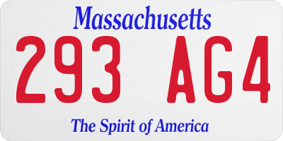 MA license plate 293AG4