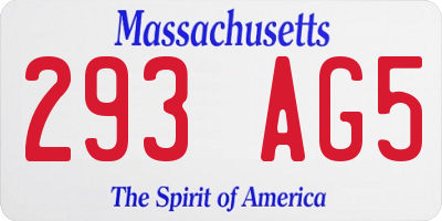 MA license plate 293AG5