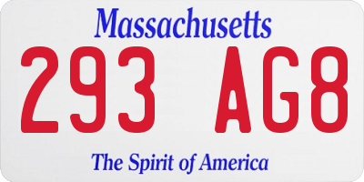 MA license plate 293AG8