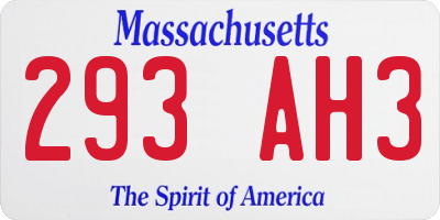 MA license plate 293AH3