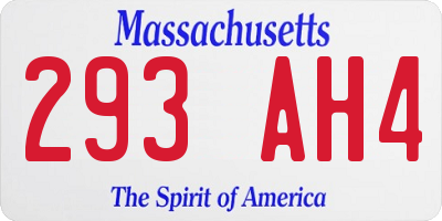 MA license plate 293AH4
