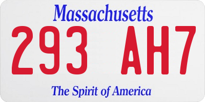 MA license plate 293AH7