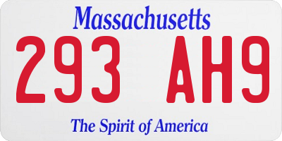 MA license plate 293AH9