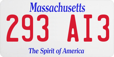 MA license plate 293AI3