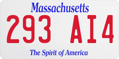 MA license plate 293AI4