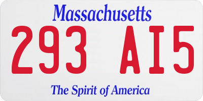 MA license plate 293AI5