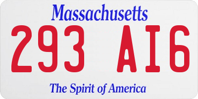 MA license plate 293AI6