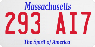 MA license plate 293AI7