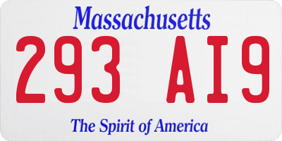 MA license plate 293AI9