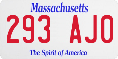 MA license plate 293AJ0
