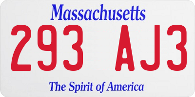 MA license plate 293AJ3