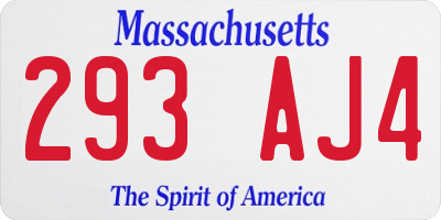 MA license plate 293AJ4