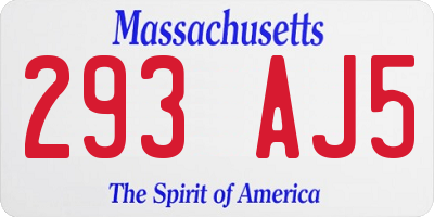 MA license plate 293AJ5