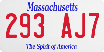 MA license plate 293AJ7