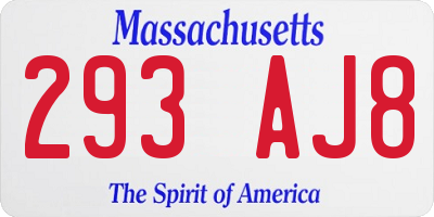 MA license plate 293AJ8