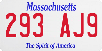 MA license plate 293AJ9