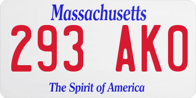 MA license plate 293AK0