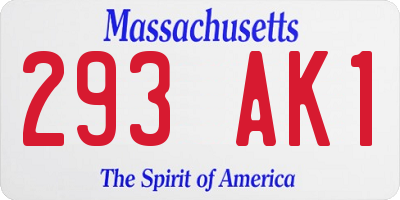 MA license plate 293AK1