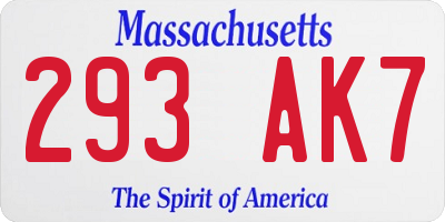 MA license plate 293AK7