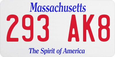 MA license plate 293AK8
