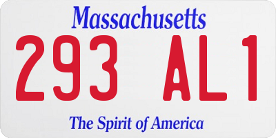 MA license plate 293AL1