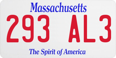 MA license plate 293AL3